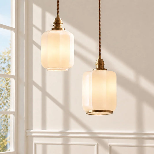 Modern Creative Lantern Opal Glass Pendant Light