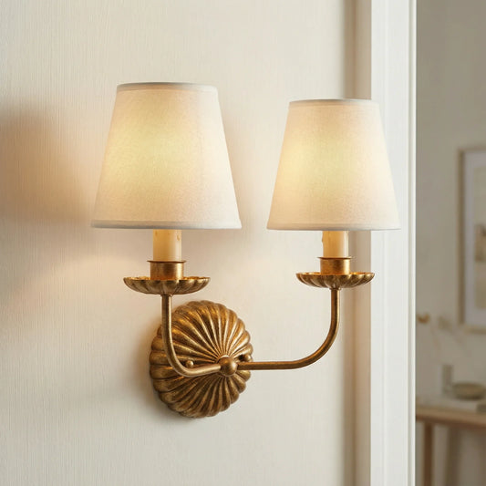 Modern Gold Carved Fabric Shade 1/2-Light Wall Light