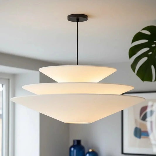 Modern Layered Linen Adjustable Pendant Light