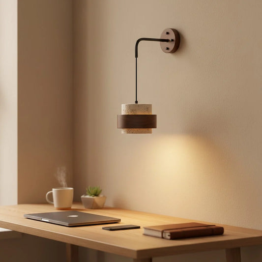 Modern Natural Cylinder Travertine Wall Lamp