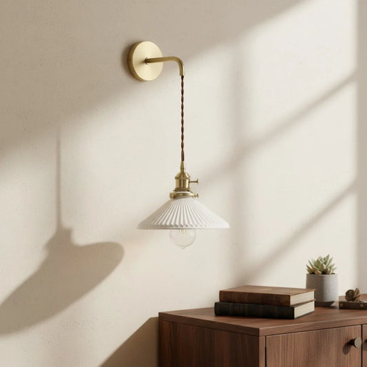 Modern Decor Art Ribbed Ceramic Wall Lamp