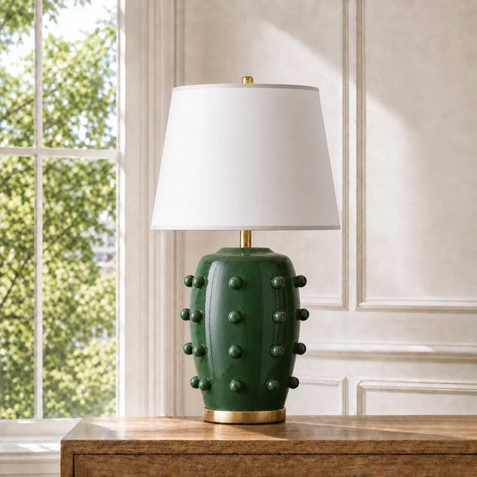 Modern Textured Ceramic Table Lamp with Fabric Shade