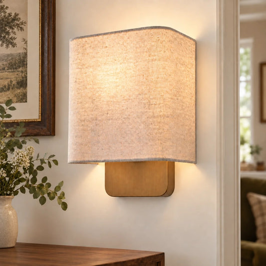Modern Vintage Natural Linen Shade Wall Light