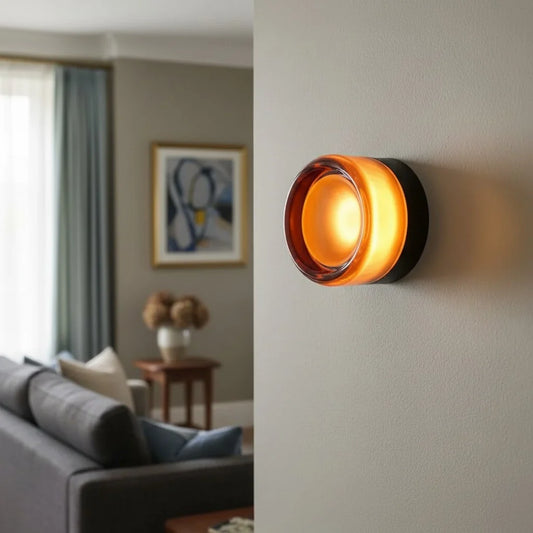 Modern Dimple Round Glass Wall Sconce