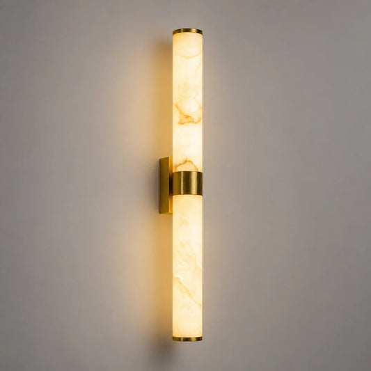 Modern Linear Alabaster Brass & White Wall Sconce