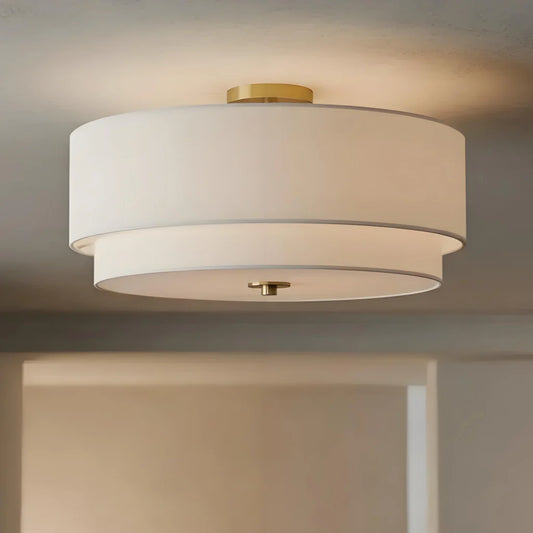 Modern Linen Shade Semi-Flush Ceiling Light