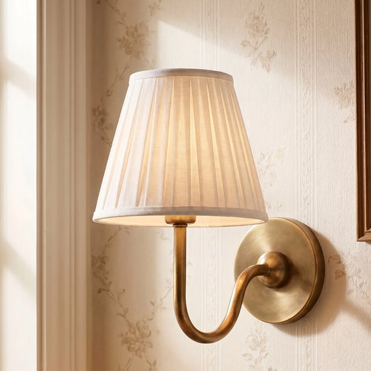 Modern Luxury Linen Pleated Brass Wall Lamp