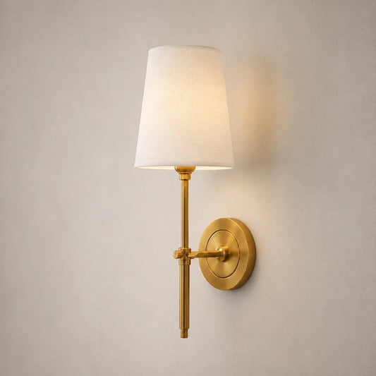 Modern Classic Tapered Linen Shade Wall Light - view 13