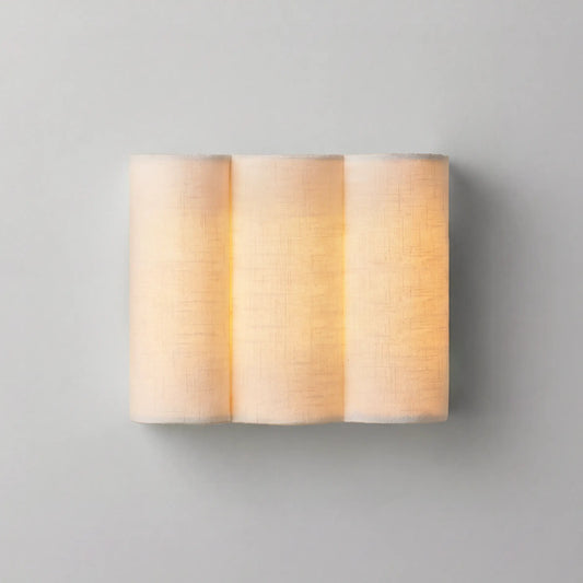 Modern Scalloped Natural Linen Wall Light
