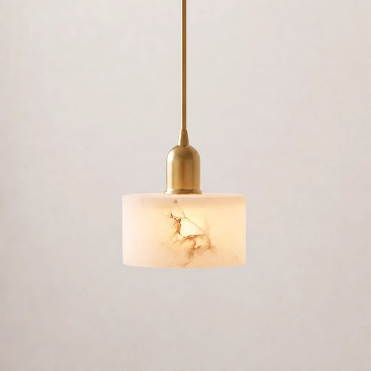 Natural Stone Alabaster Cylindrical Pendant Light