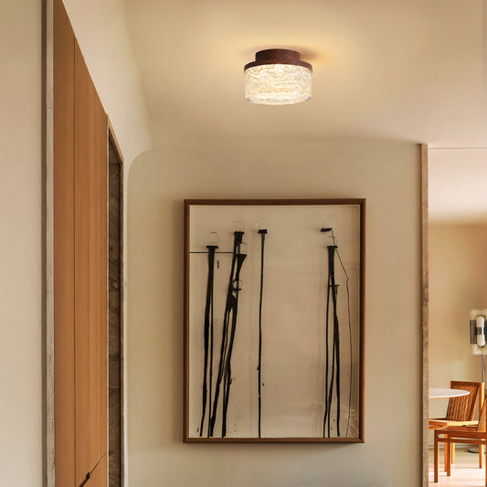 Xavier Retro LED Cylindrical Wooden Ceiling Light