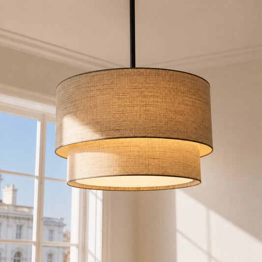 Rustic Fabric Linen Drum Pendant Light