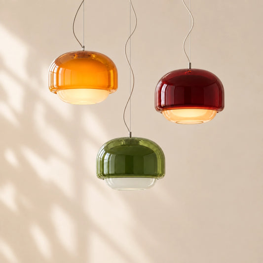 Vernon Minimalist Coloured Glass Mushroom Pendant Light