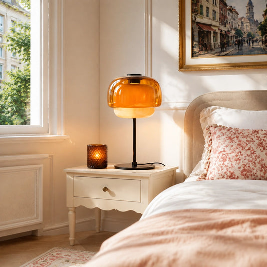 Vernon Minimalist Coloured Glass Mushroom Table Light