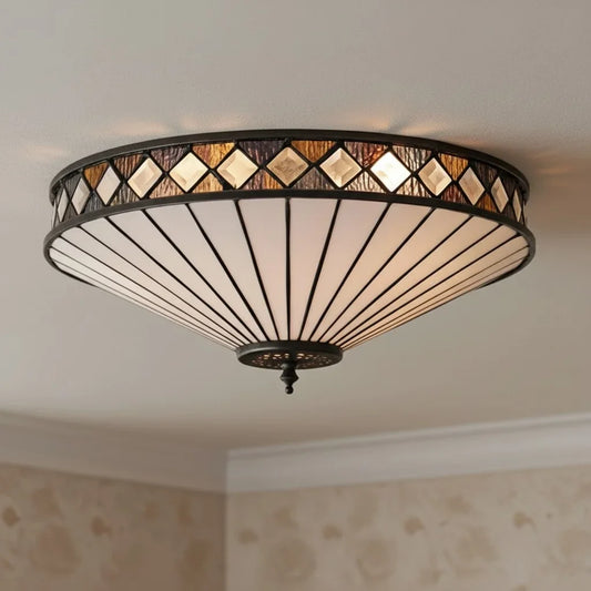 Vintage Art Deco Tiffany Glass Ceiling Light