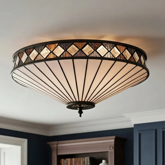 Vintage Art Deco Tiffany Glass Ceiling Light