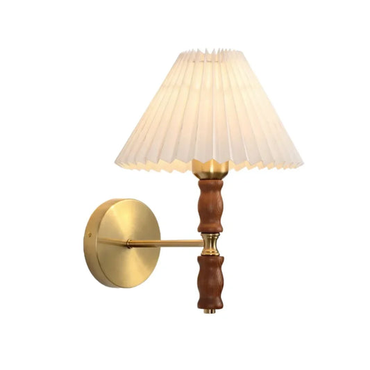 Vintage Brass Walnut Wood Wall Lamp Base