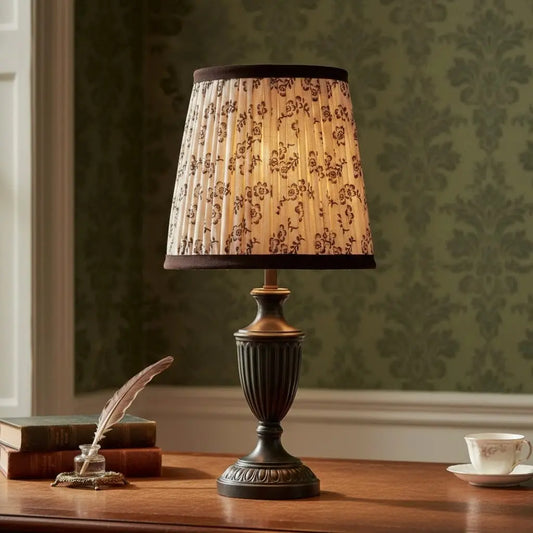 Vintage Brown Floral Pleated Fabric Lamp Shade