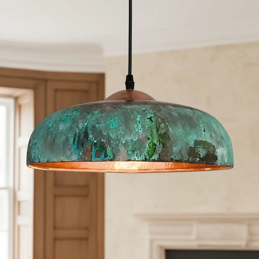 Vintage Hand-hammered Copper Dome Pendant Light