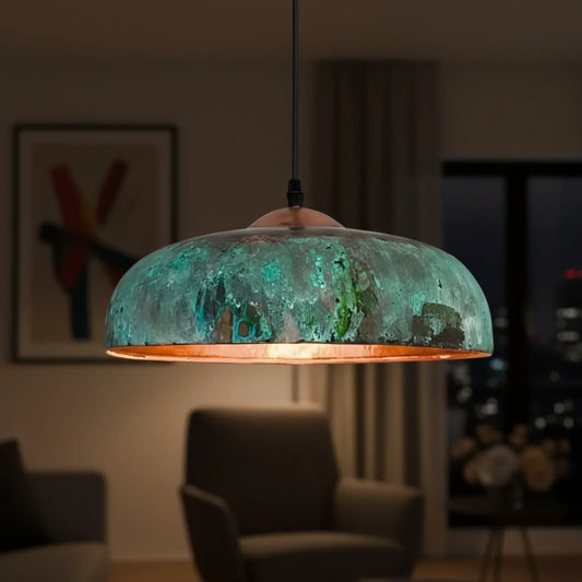 Vintage Hand-hammered Copper Dome Pendant Light