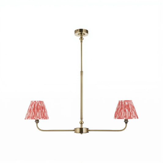 Vintage Ikat Patterned Fabric Shade Chandelier