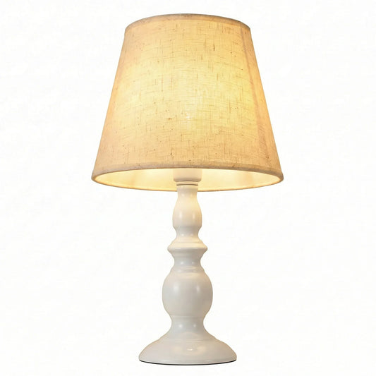 Vintage Minimalist Fabric Iron Conic Columnt Table Lamp for Bedroom