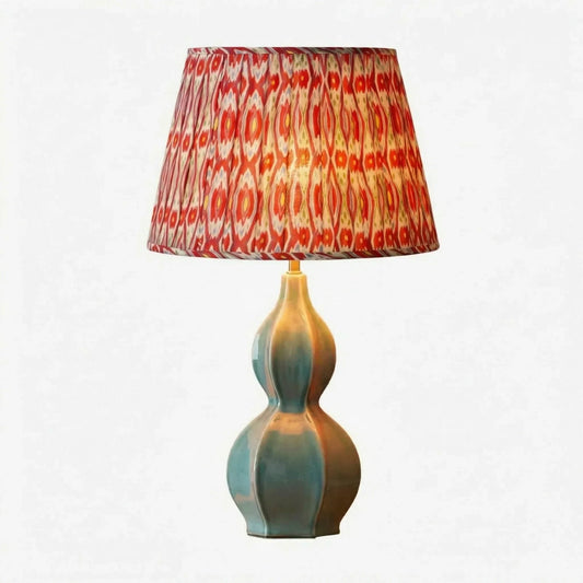 Vintage Ceramic Green Gourd Base Fabric Lampshade Table Lamp