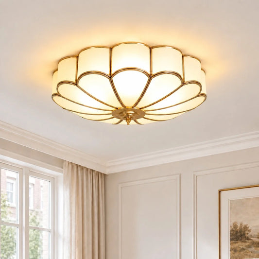 Modern Classic Art Deco Gold Flower Flush Ceiling Light