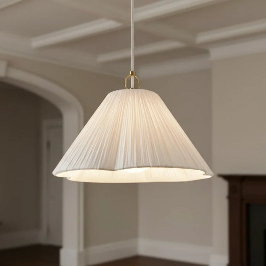 Vintage Linen Scalloped Pendant Light for Living Rooms
