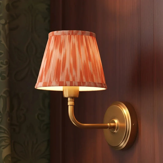 Vintage Pleated Orange Fabric Wall Light