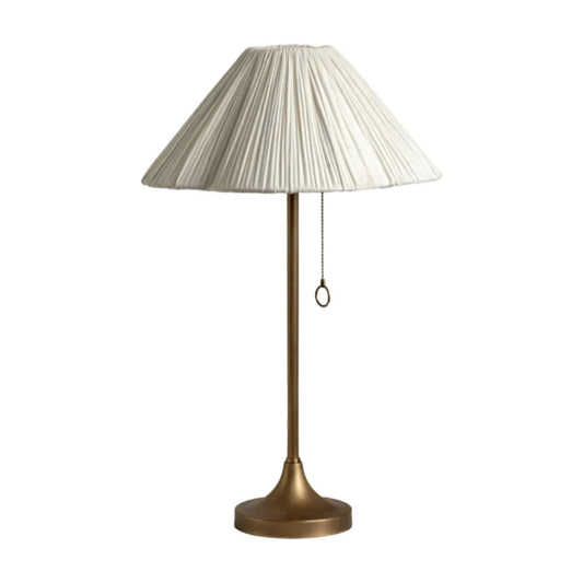 Vintage Pleated Shade Brass Table Light