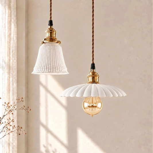 Vintage Style Ceramic Flower Pendant Light