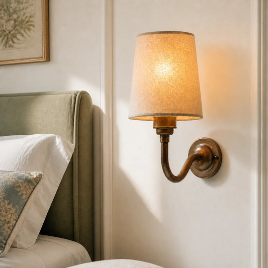 Vintage Wall Mounted Natural Cotton Shade Wall Sconce