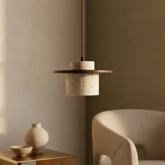 Wabi-Sabi Natural Travertine Stone Pendant Light