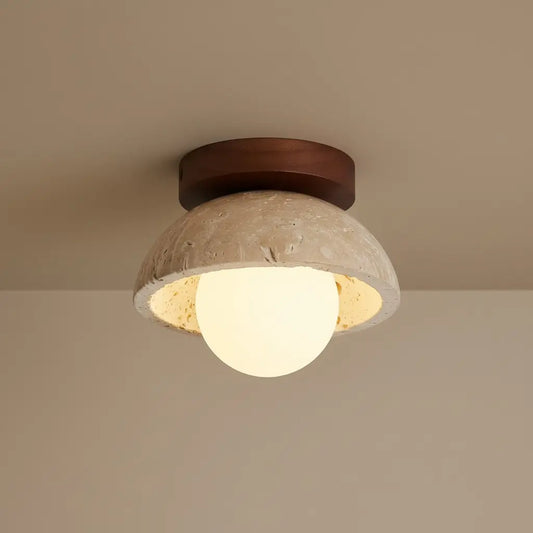 Wabi-Sabi Travertine Bowl Semi Flush Mount Ceiling Light