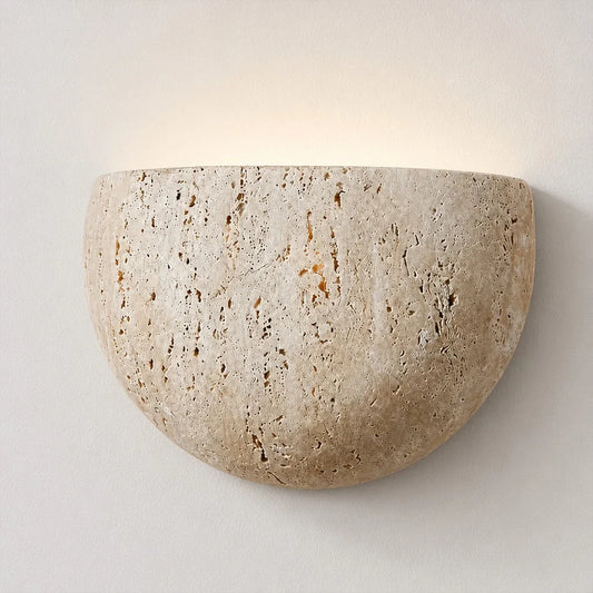 Wabi-Sabi Travertine Half Moon Wall Sconce