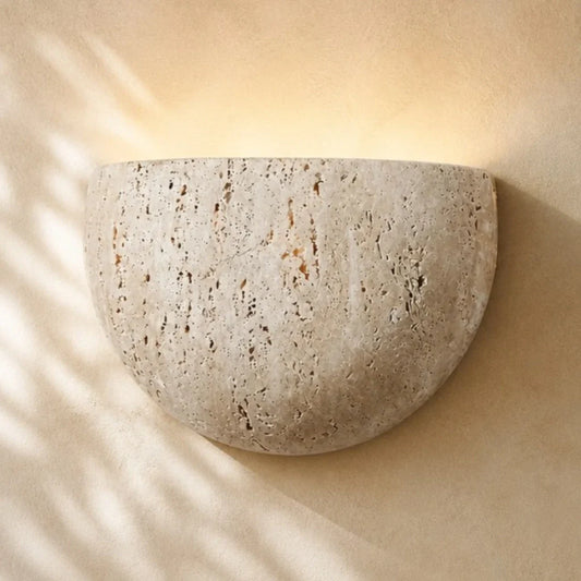 Wabi-Sabi Travertine Half Moon Wall Sconce