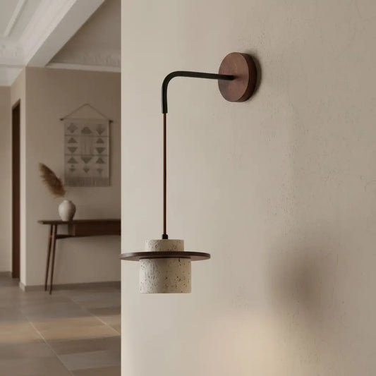 Wabi Sabi Travertine Stone Cylinder Wall Lamp