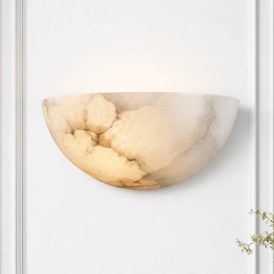 Windham Elegant Alabaster Half-Moon Wall Sconce