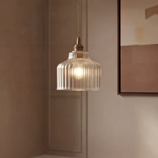 Minimalist Copper & Glass Semicircular Pendant Light