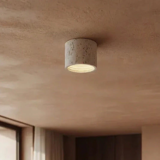 Wabi Sabi Cylindrical Travertine LED Ceiling Light
