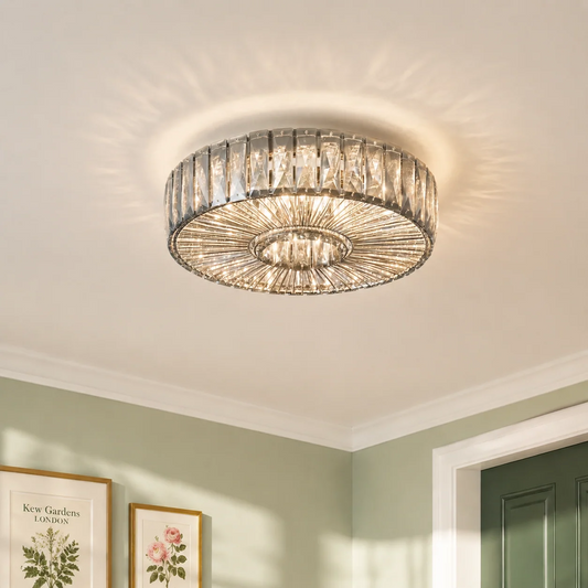 Modern Glam Aria Glass Crystal Round Flush Fitting Ceiling Light