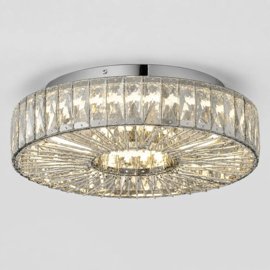 Modern Glam Aria Glass Crystal Round Flush Fitting Ceiling Light