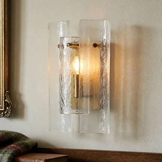 Modern Layered Hammered Glass Wall Light