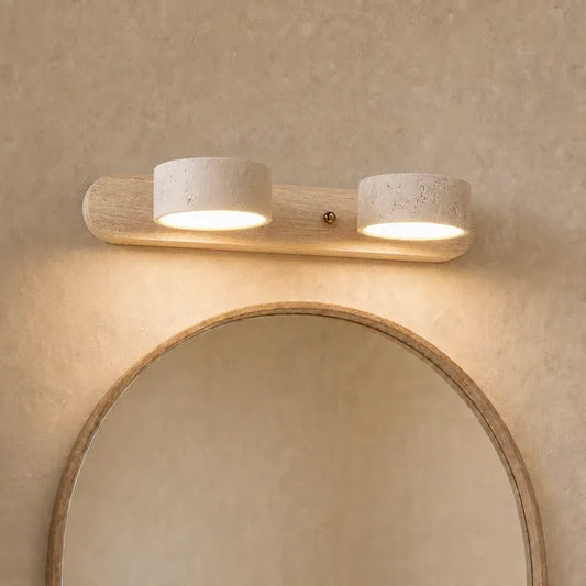Wabi-Sabi Natural Travertine Wood Vanity Wall Light