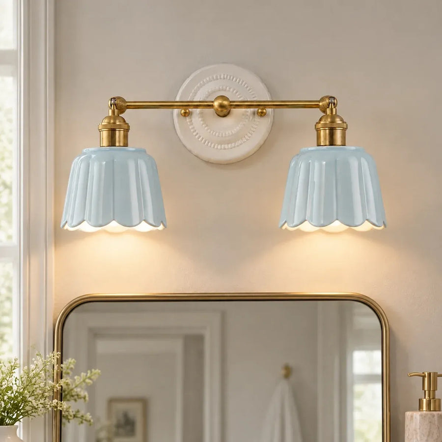 Modern British Porcelain Petal Shade Bathroom Vanity Light