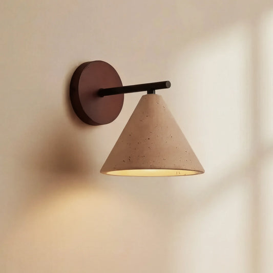 Modern Minimalist Travertine Cone Wall Sconce