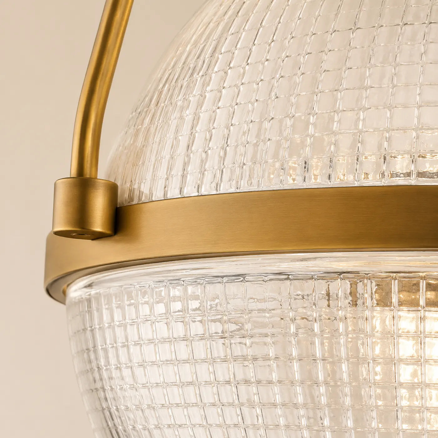 Clear hammered textured glass and Gold equator band detail