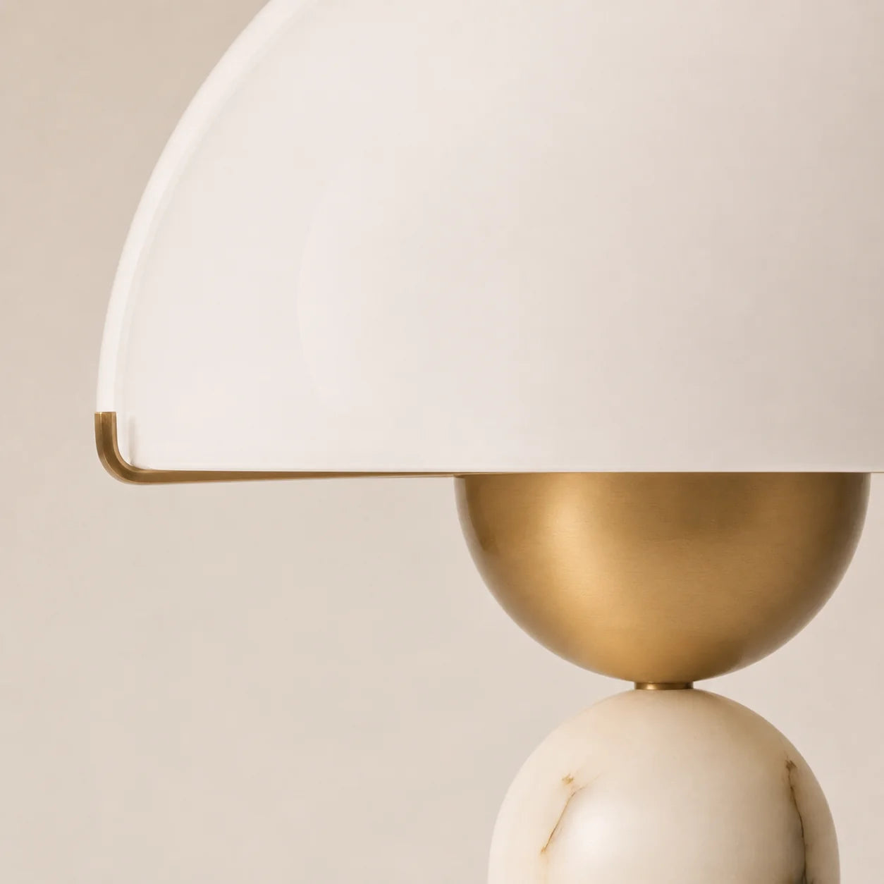 Modern Alabaster Mushroom Table Lamp with White Dome