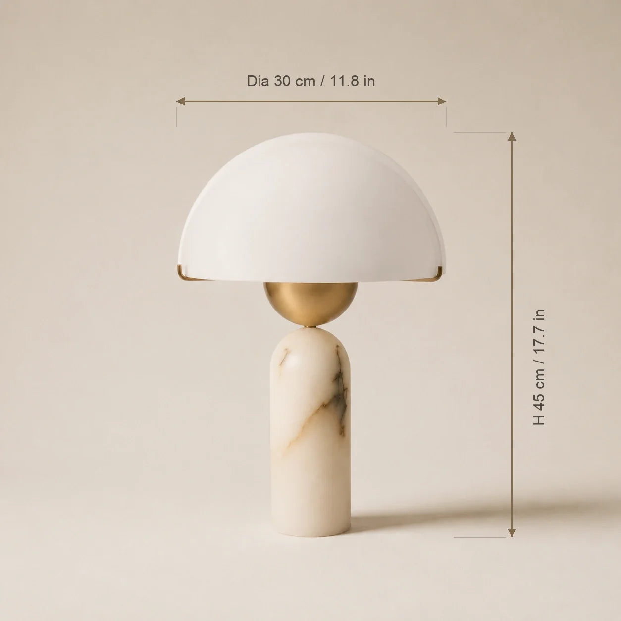 Modern Alabaster Mushroom Table Lamp with White Dome
